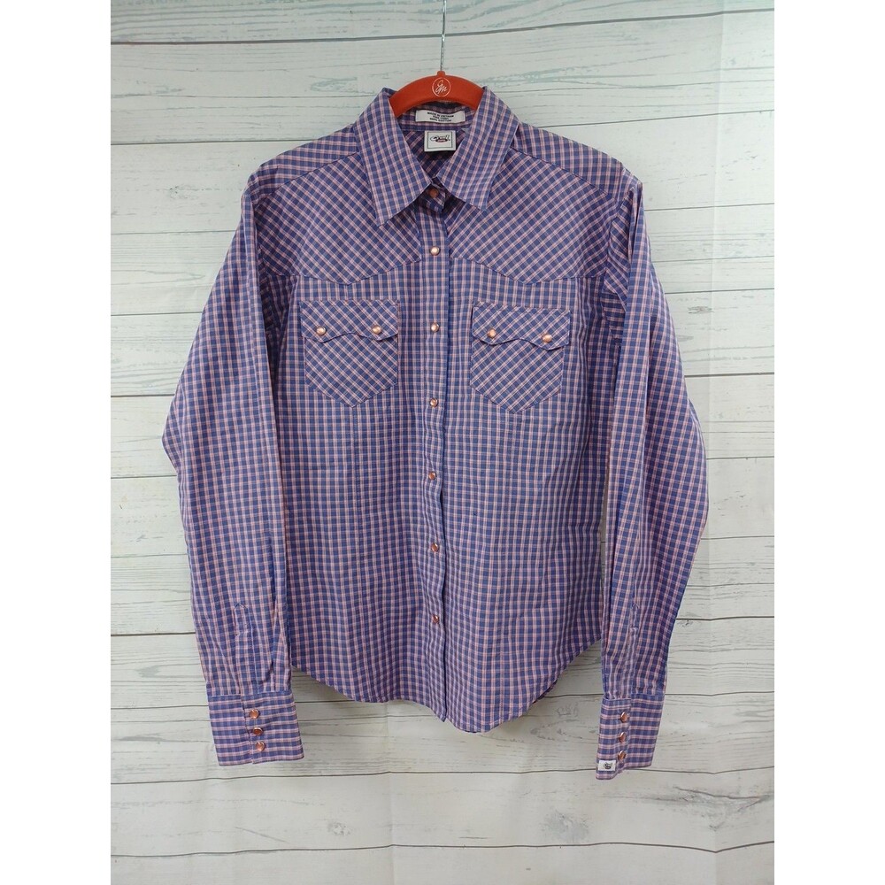 Cruel Girl Western Girl Shirt Long Sleeve Sz S Pearl Snaps Plaid Purple NWT